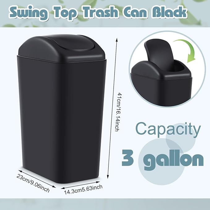 Hoolerry 4 Pcs 3 Gallon/12 Liter Small Trash Can Plastic Kitchen Garbage - Image 2