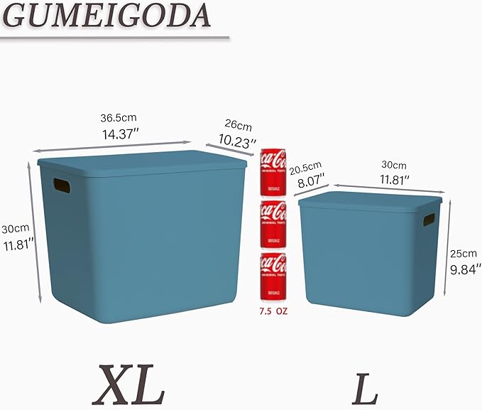 Plastic Storage Bins with lids, Storage Baskets, Container with handle - Image 2