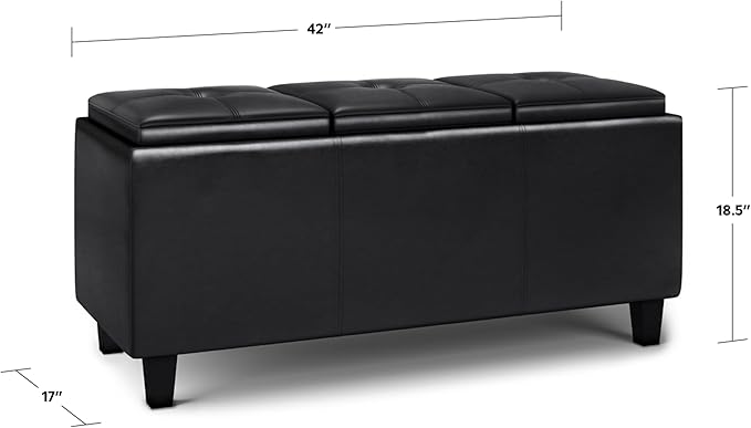 SIMPLIHOME Avalon 42 inch Wide Contemporary Rectangle Tray Storage Ottoman - Image 3