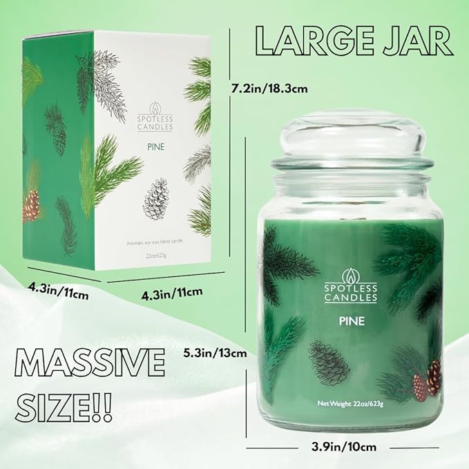 Pine Candle - Large 22oz Glass Jar - Decorated Jar Within a Presentation Gift - Image 4