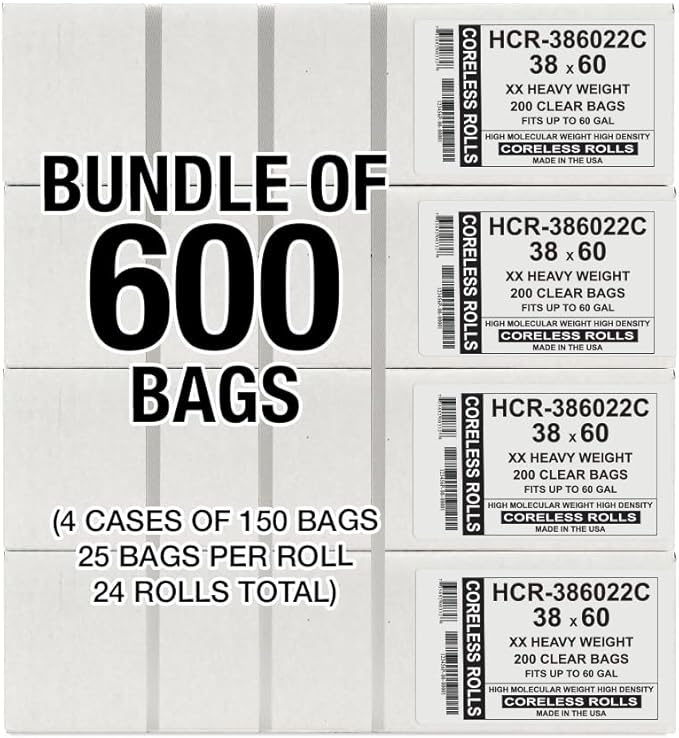 Aluf Plastics High Density Trash Bags, 60 Gallon, 22 Micron, - Image 2
