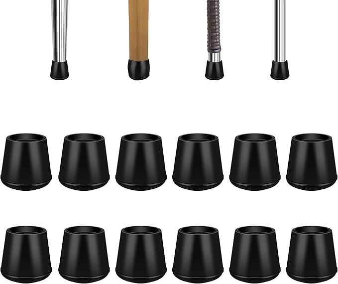 1/2" Round Rubber Chair Leg Tips Caps, 8 Pack Extra Small Chair Leg Floor by VOCOMO