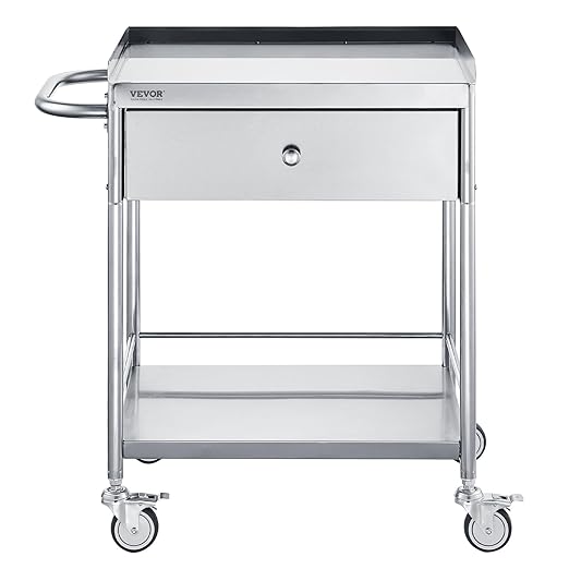 VEVOR Medical Cart, 2-Layer Stainless Steel Cart 220 lbs Weight Capacity - Image 12