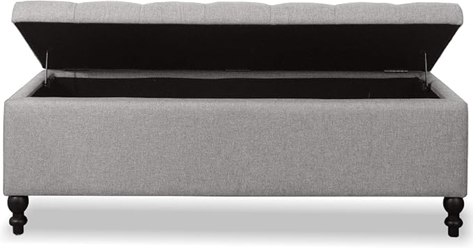 Storage Ottoman 50.2 Inches Upholstered Fabric Bench，Button Tufted - Image 8