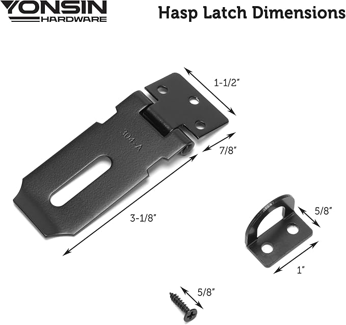 3" Door Padlock Safety Hasp Latch, Door Hasp Clasp Lock Gate Shed Hasp Latch - Image 7