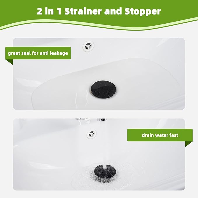 Universal 2PCS Bathroom Sink Stopper 2 in 1 Pop Up Metal Sink Drain Strainer - Image 5