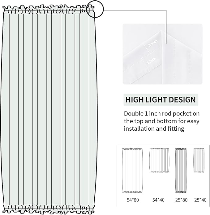 DWCN French Door Curtains – Rod Pocket Thermal Curtain - Image 3