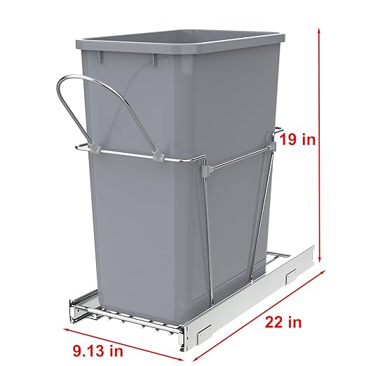 Single Pullout Trash Can for Under Kitchen Cabinets Include Single 35QT Trash - Image 2
