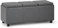 SIMPLIHOME Avalon 42 inch Wide Contemporary Rectangle Storage Ottoman in Stone by SimpliHome