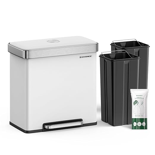SONGMICS Kitchen Trash Can, 16 Gallon Dual Compartment Garbage Can, 60L Pedal by SONGMICSbySONGMICSHOME
