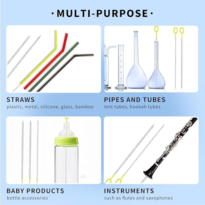 Straw Cleaner Brush Set – 10 Inch, 5 Sizes Nylon Bristles – Heavy-Duty - Image 8