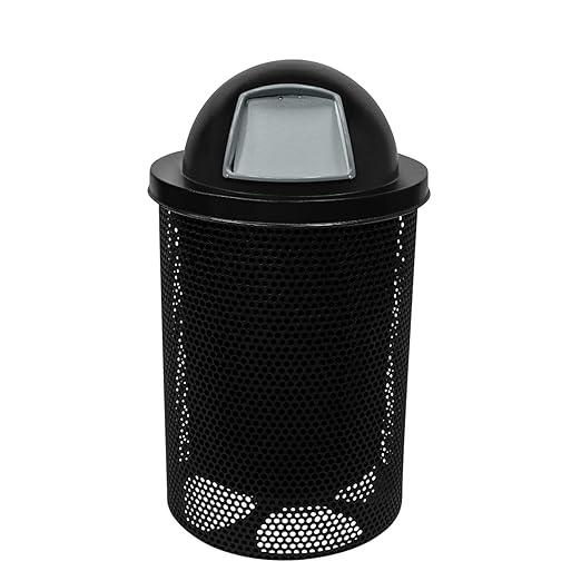 COATEDOUTDOORFURNITURE RDT-P-TXTBLK Heavy Duty Round Trash Receptacle by CoatedOutdoorFurniture