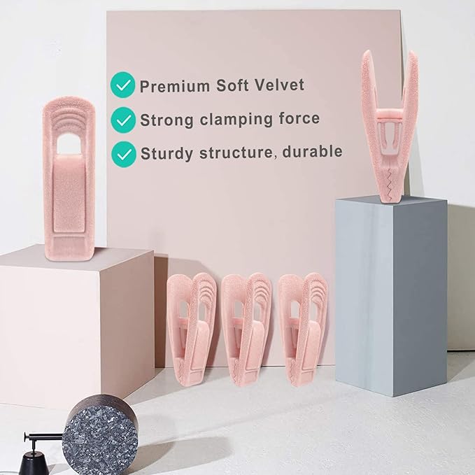 Light Pink Velvet Hangers, Non-Slip Strong Hanger Clips - Image 7
