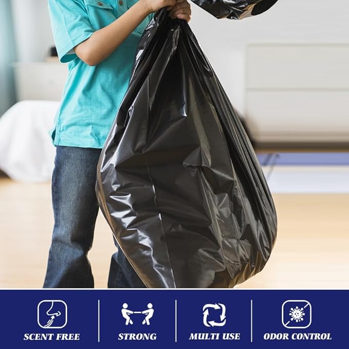 Teivio 55-60 Gallon Black Trash Bags | 170 Bags Extra Large Multi-Use Heavy - Image 4