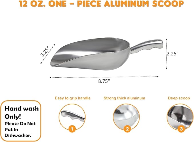 Cast Aluminum Utility Scoop - 12 oz. - Round Bottom - Image 2