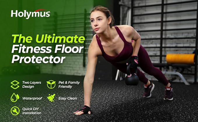 1/2in Thick 48 Sq Ft Rubber Top High Density EVA Foam Exercise Gym Mats - Image 9