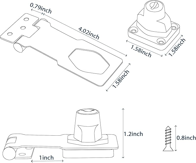 Alise Keyed Hasp Lock, 4 Inch Safety Packlock Clasp Hasp Lock Latch - Image 4