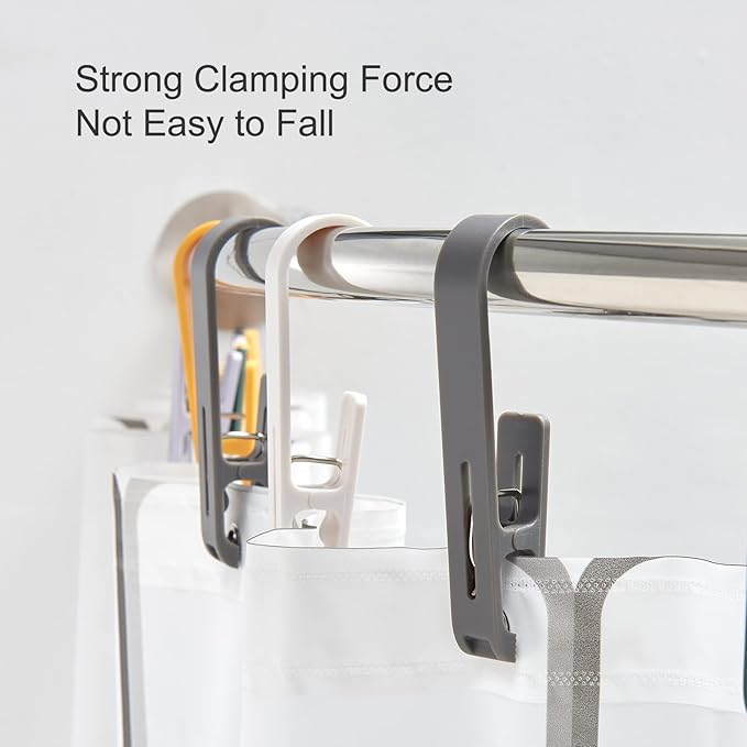 12 Pcs Large Clothes Pins Towel Clips, Strong Plastic Clothes Hanger. S Hook - Image 6
