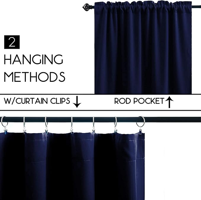Cafe Kitchen Curtains 36 Inches Long 2 Panels, Short Black Out Curtain - Image 2