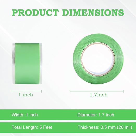 Self Fusing Silicone Tape 1 in x 5' Green Waterproof Rubber Leak Proof Sealing - Image 2