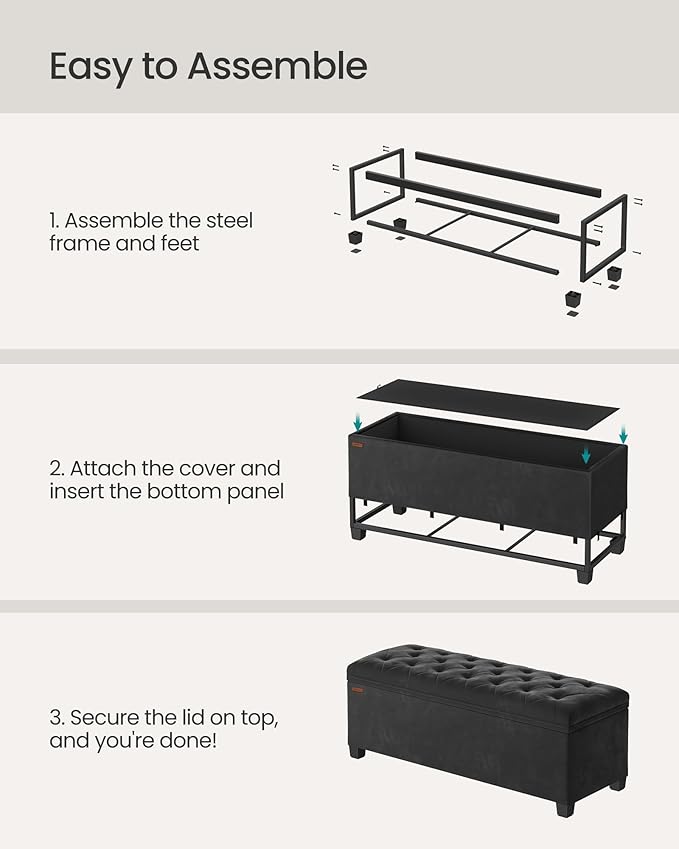 SONGMICS Velvet Storage Ottoman Bench, Foot Rest - Image 6
