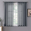 Tollpiz Short Sheer Curtain Linen Textured Bedroom Curtains Sheer Light by Tollpiz