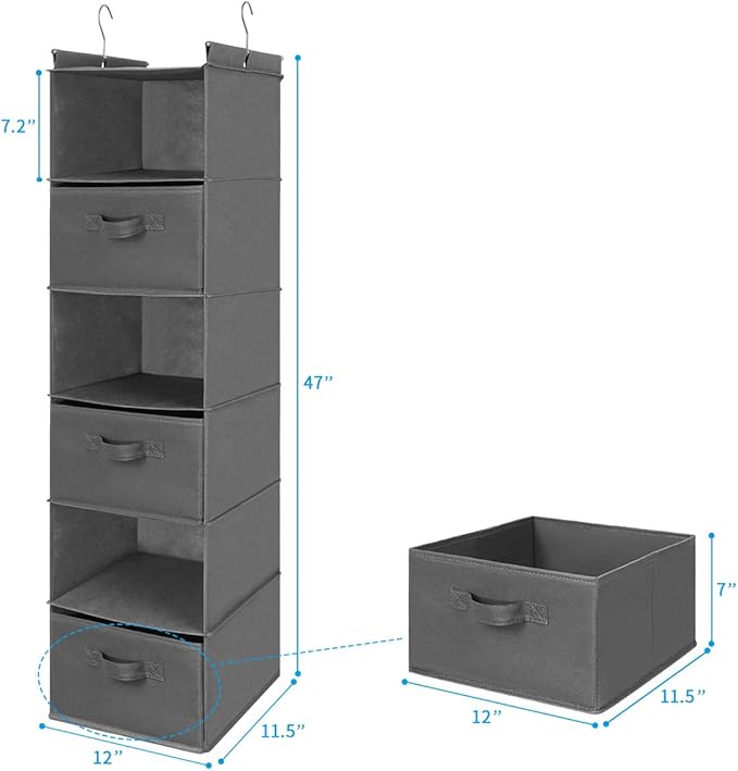 MAX Houser 6 Tier Shelf Hanging Closet Organizer, Closet Hanging Shelf - Image 3