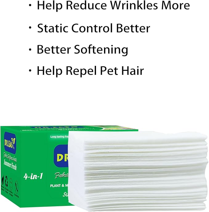 DR.EASY SUMMER FRESH Dryer Sheets Plant Based Formula 200 Ct Fabric Softener - Image 4