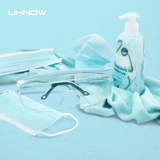 UKNOW Safety Goggles Over Glasses, Safety Glasses Anti Fog Wraparound Eye - Image 2