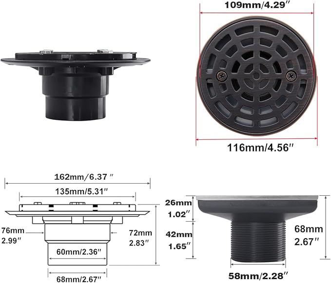 RANDOM Round Shower Drain SUS304 Stainless Steel Oil Rubbed Bronze Shower Drain - Image 2