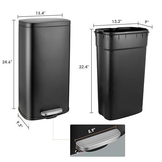 AthLike Trash Can, Stainless Steel Kitchen Garbage Can, Step Waste Bin - Image 6