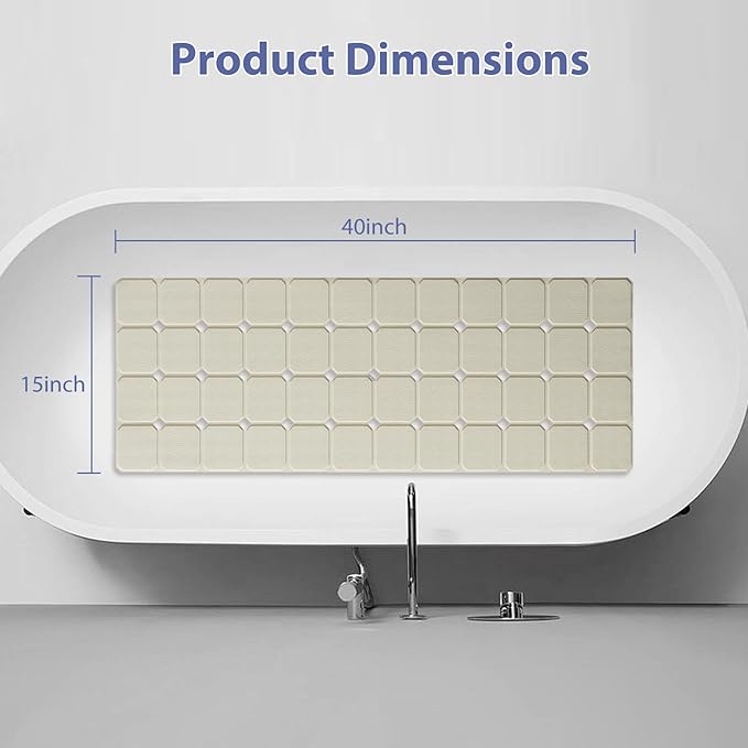 Bathtub Mat Non Slip Silicone Foldable Extra Long Tub Mat Strong Suction Cups & - Image 5