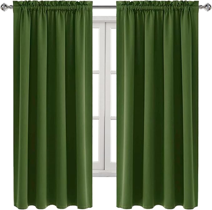 DWCN Olive Green Room Darkening Blackout Curtains - Image 9