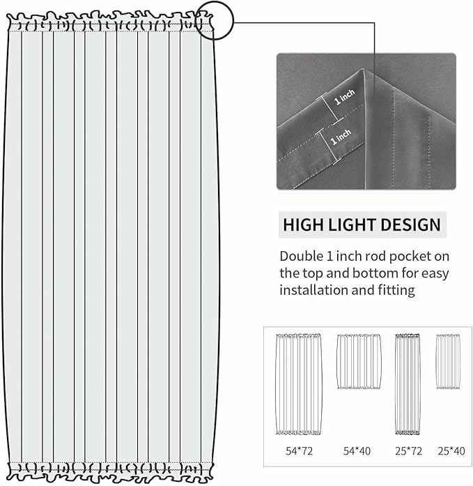 DWCN French Door Curtains – Rod Pocket Thermal Blackout Curtain - Image 3
