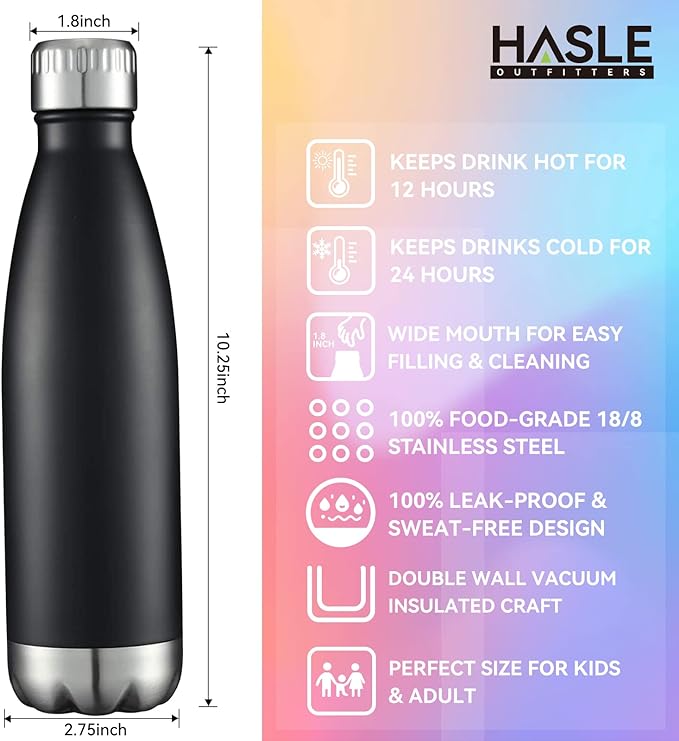 HASLE OUTFITTERS 17oz Stainless Steel Water Bottles Bulk, Vacuum Insulated - Image 5