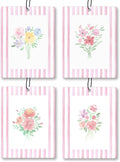 Girly Pink Floral Car Air Freshener 4 Pcs, Preppy Pink Striped Flower Hanging by Unknown