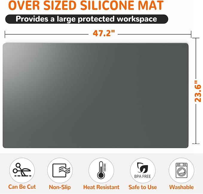 Warome Silicone Mat, Nonslip Heat Resistant Mat, Extra Large Kitchen Counter Mat - Image 3