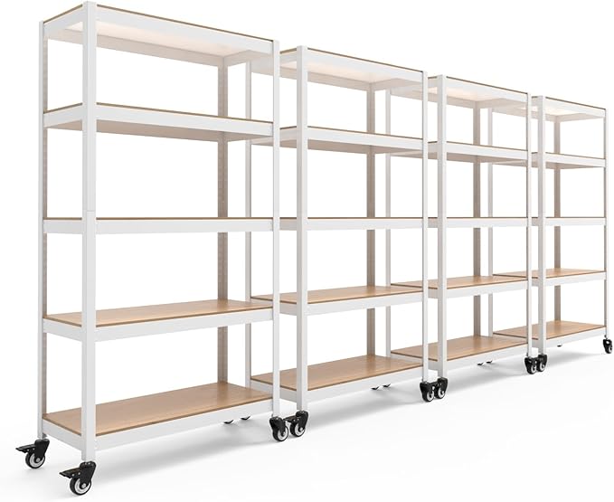 HOMEDANT House White 5-Tier Metal Rolling Cart Shelf Rack Casters Heavy Duty by TheBestOrganizingSolution