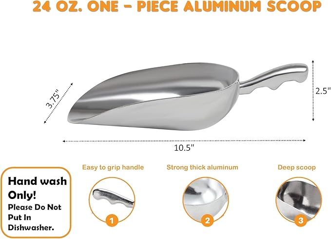 Cast Aluminum Utility Scoop - 24 oz. - Round Bottom - Image 2