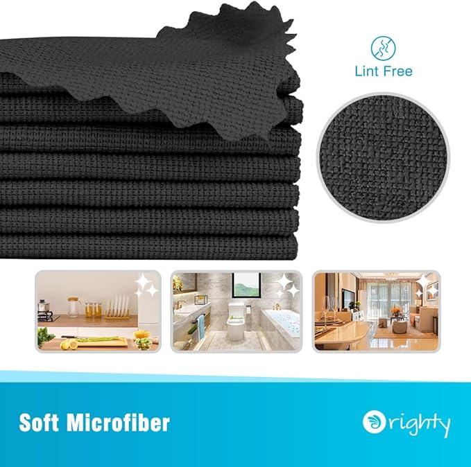 Orighty Black Microfiber Cleaning Cloth, 100 Pack Highly Absorbent Cleaning - Image 2