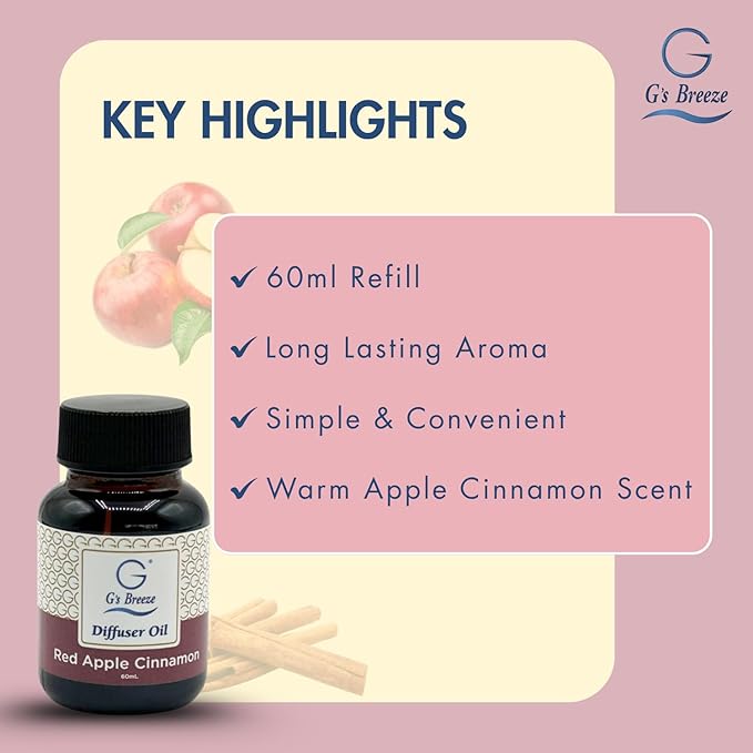 G's Breeze Red Apple Cinnamon Diffuser Oil Refill - Image 3