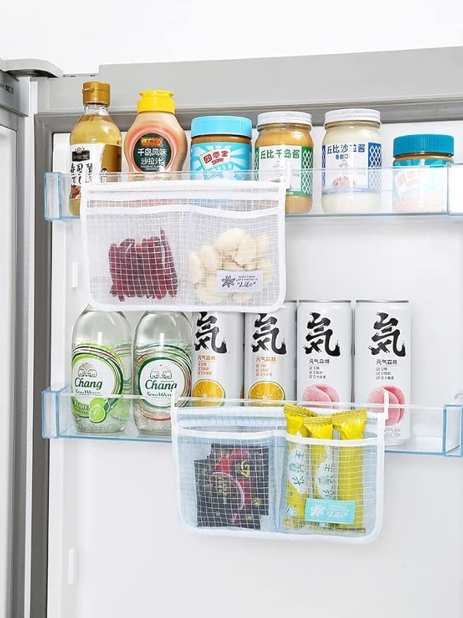 3PCS Refrigerator Door Organizer Set, Fridge Hanging Mesh Bag - Image 5