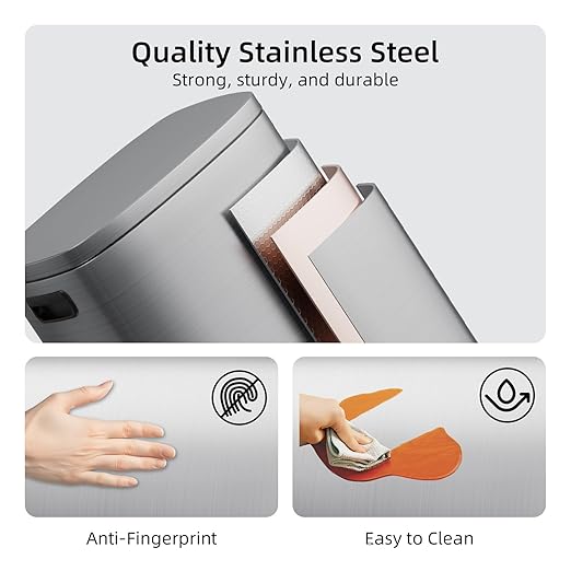 KUK 13 Gallon/50L Stainless Steel Kitchen Trash Can - Image 6