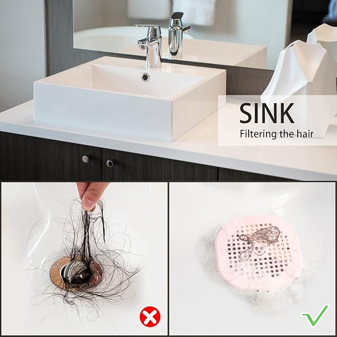 2 Pack Drain Hair Catcher Silicone Drain Protector Hair Stopper - Image 6