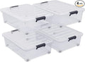 4-Pack 25L Plastic Under Bed Storage Organizer Bin Container by Waikhomes