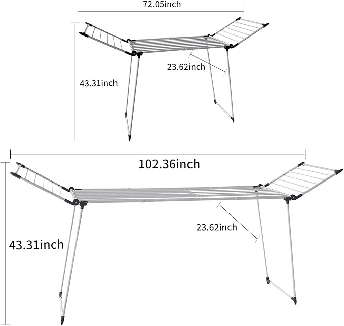 Clothes Drying Rack, Gullwing Laundry Rack Adjustable and Foldable - Image 6