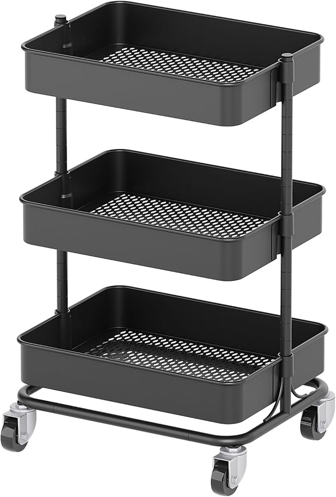3 Tier Modern Metal Rolling Tool Cart by Unknown