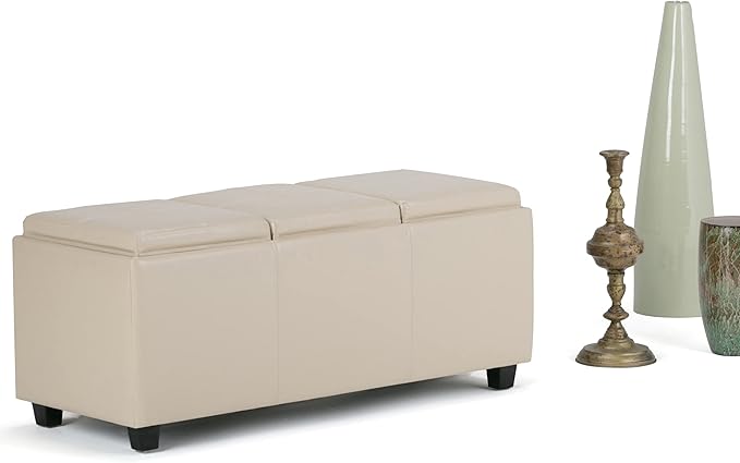 SIMPLIHOME Avalon 42 inch Wide Contemporary Rectangle Storage Ottoman in Satin - Image 3