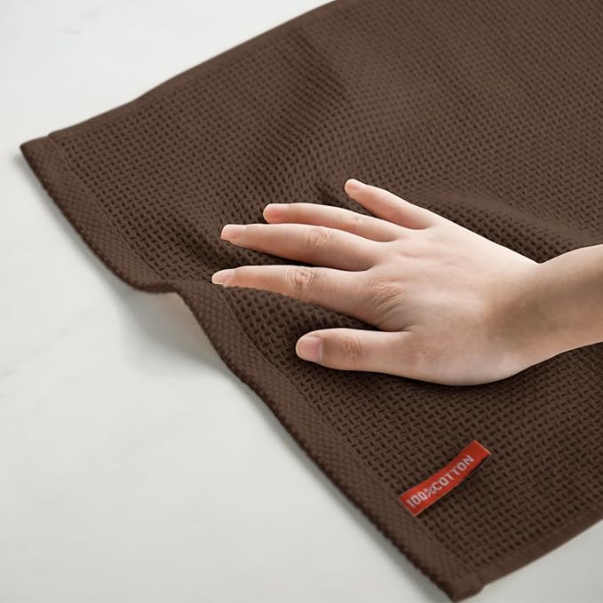 Artoid Mode 100% Cotton Dark Coffee Waffle Weave Kitchen Dish Cloths, 12x12 - Image 5