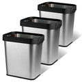 3 Pack Stainless Steel Trash Can 2 Gallon, Open Top Trash Can, Rectangle by TooCust